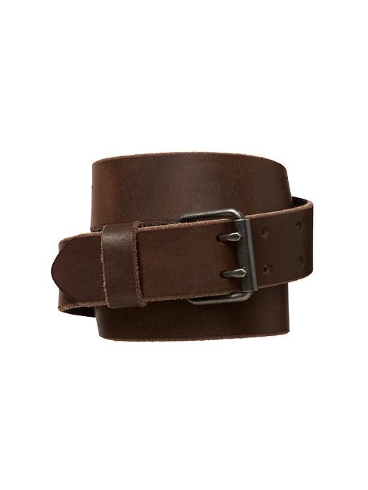 Leather double-prong belt