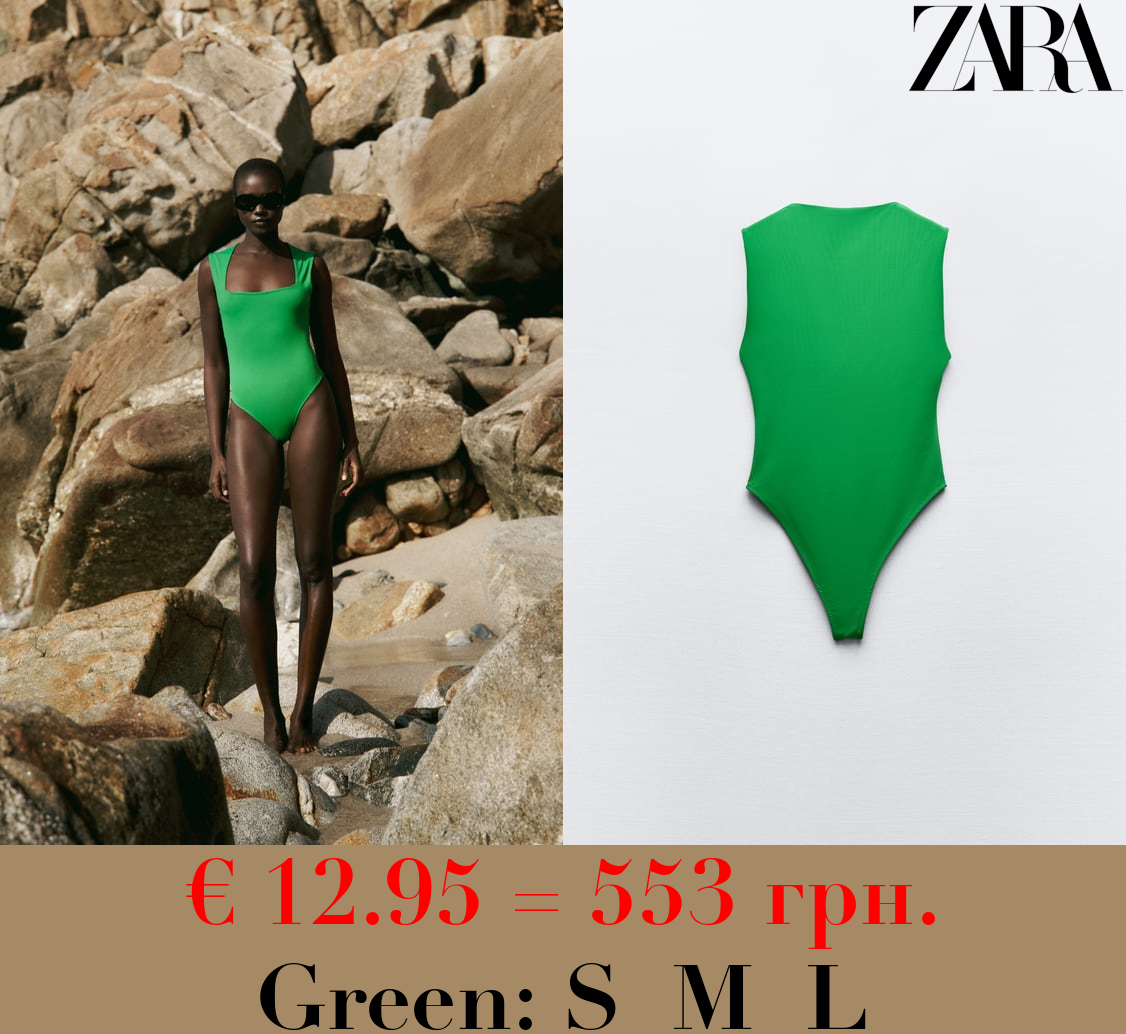 POLYAMIDE BODYSUIT WITH SQUARE NECKLINE