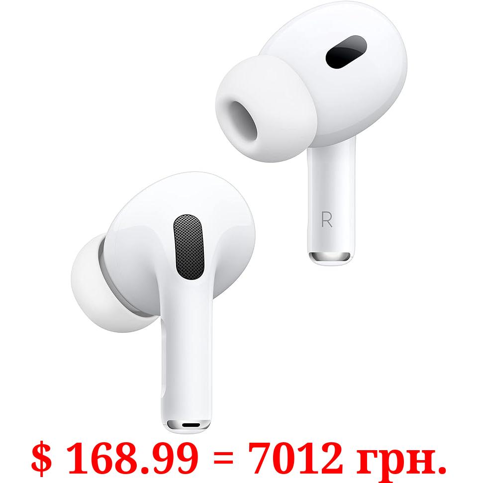 Apple AirPods Pro (2nd Generation) Wireless Ear Buds with USB-C Charging, Up to 2X More Active Noise Cancelling Bluetooth Headphones, Transparency Mode, Adaptive Audio, Personalized Spatial Audio