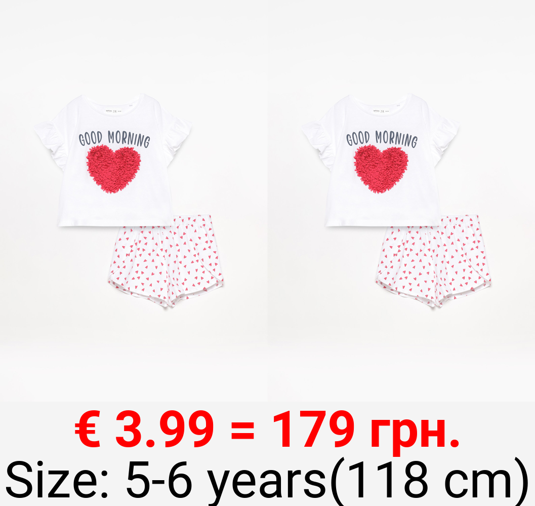 Short printed pyjamas with appliqués