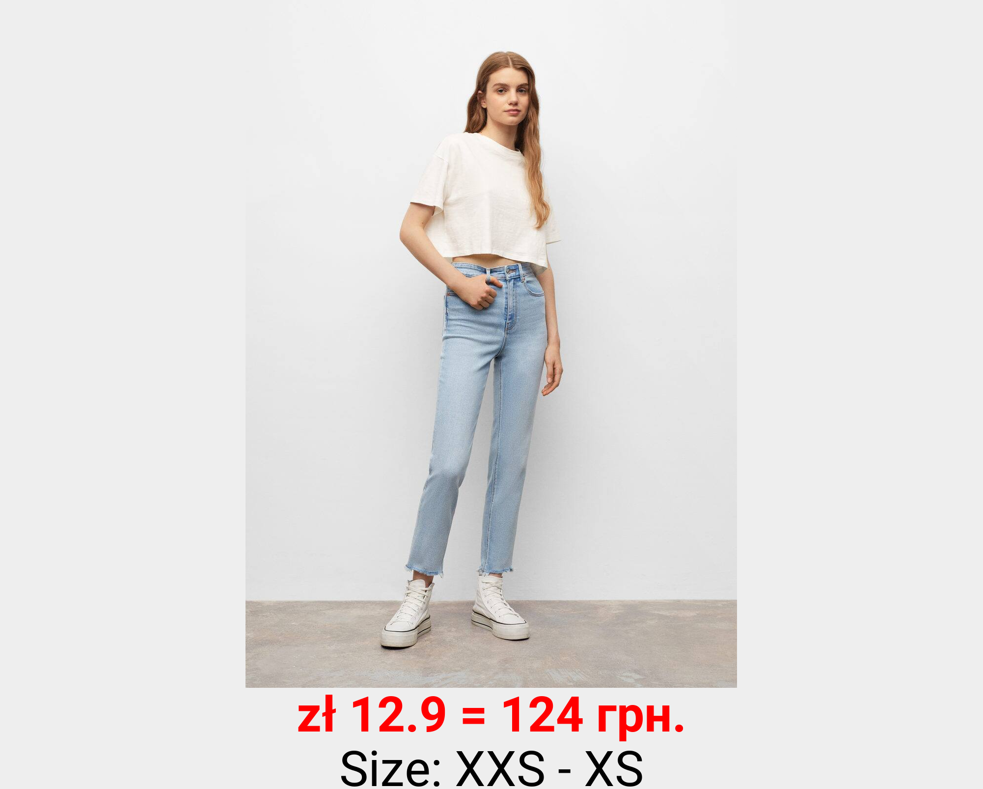 Jeans slim bajo deshilachado