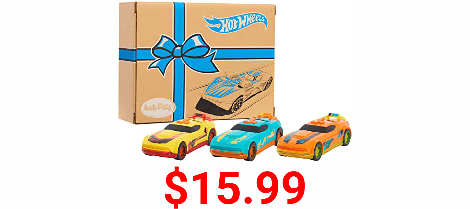 Hot Wheels Glow Riders 3-Pack Set, Red Teal and Yellow Toy Cars with Lights and Sounds, Amazon Exclusive, by Just Play
