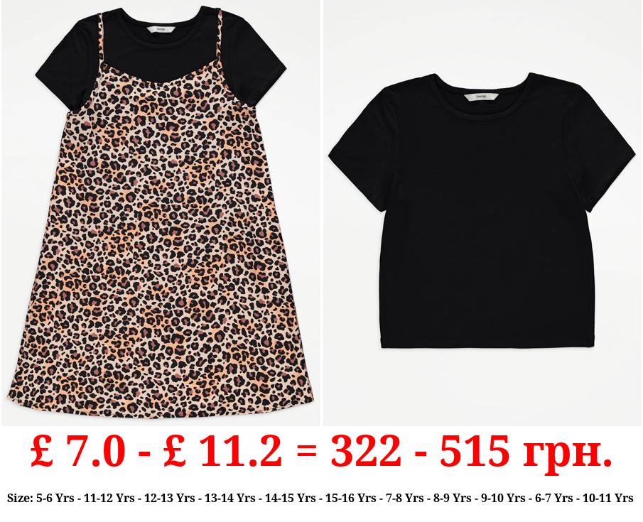 Animal Print Dress and T-Shirt Outfit
