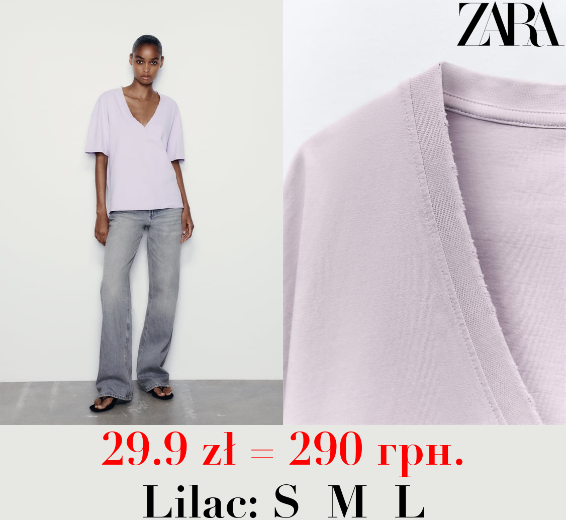 FADED-EFFECT V-NECK T-SHIRT