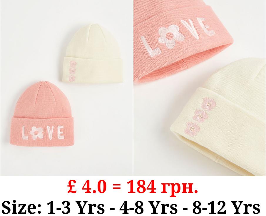 Embroidered Beanie Hats 2 Pack