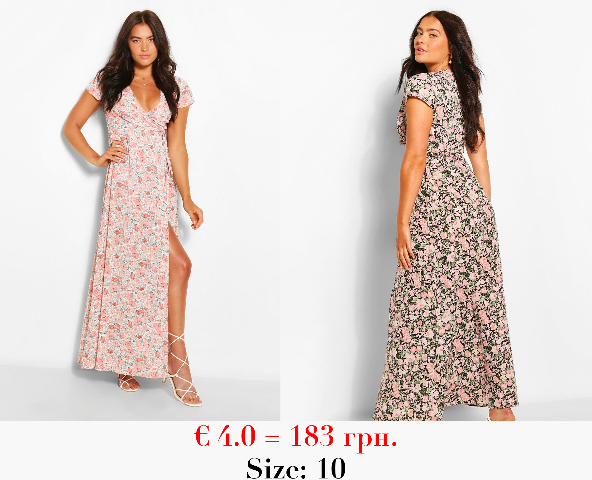 Plunge Front Floral Tie Maxi Dress