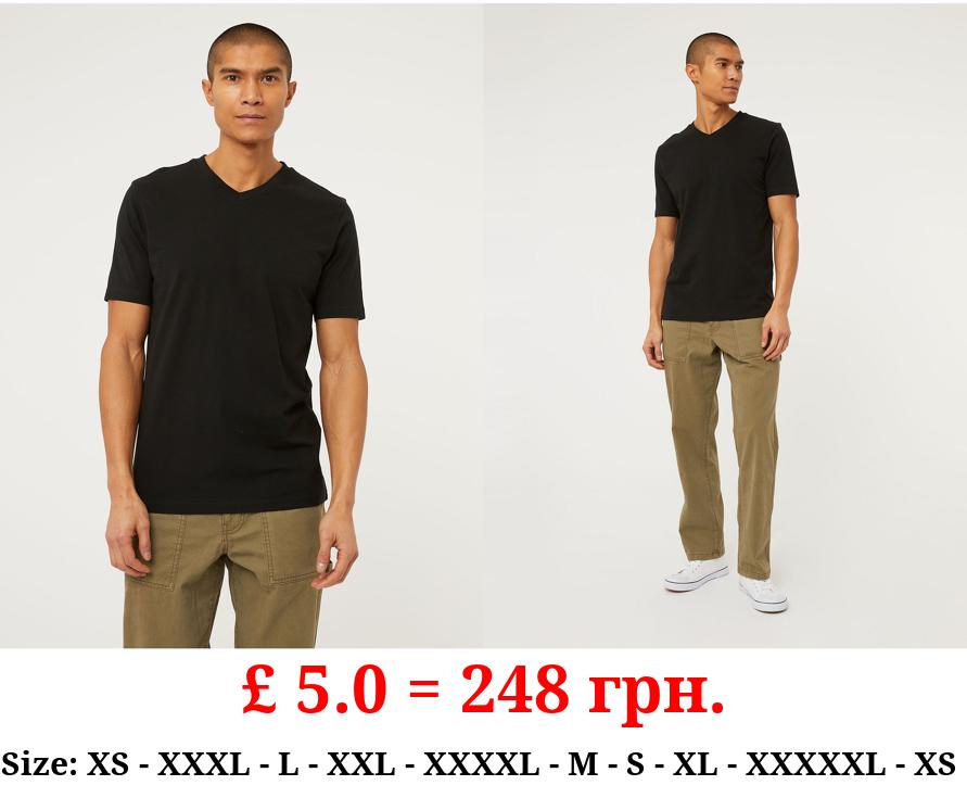Black Plain V-Neck T-Shirt