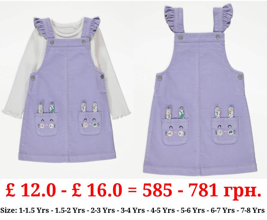 Purple Bunny Pinafore and Long Sleeve Top Outfit