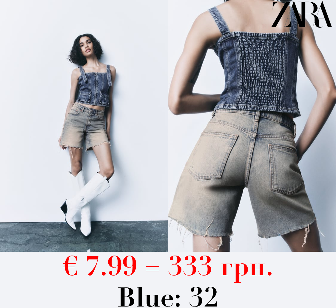 LOOSE FIT DENIM TRF BERMUDA SHORTS