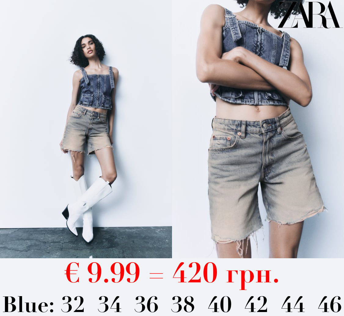 LOOSE FIT DENIM TRF BERMUDA SHORTS