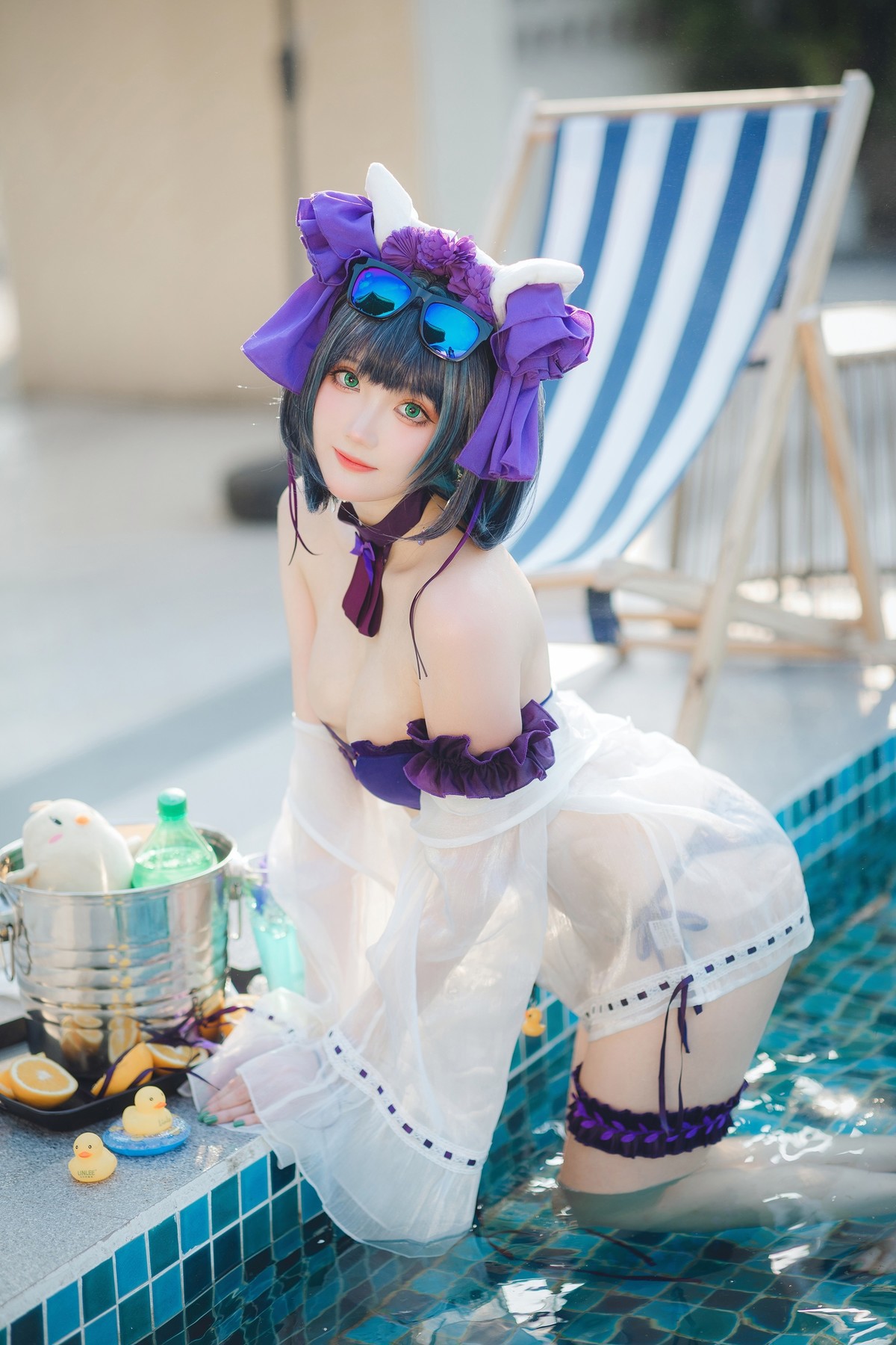 Cosplay 瓜希酱福利 柴郡泳装 15