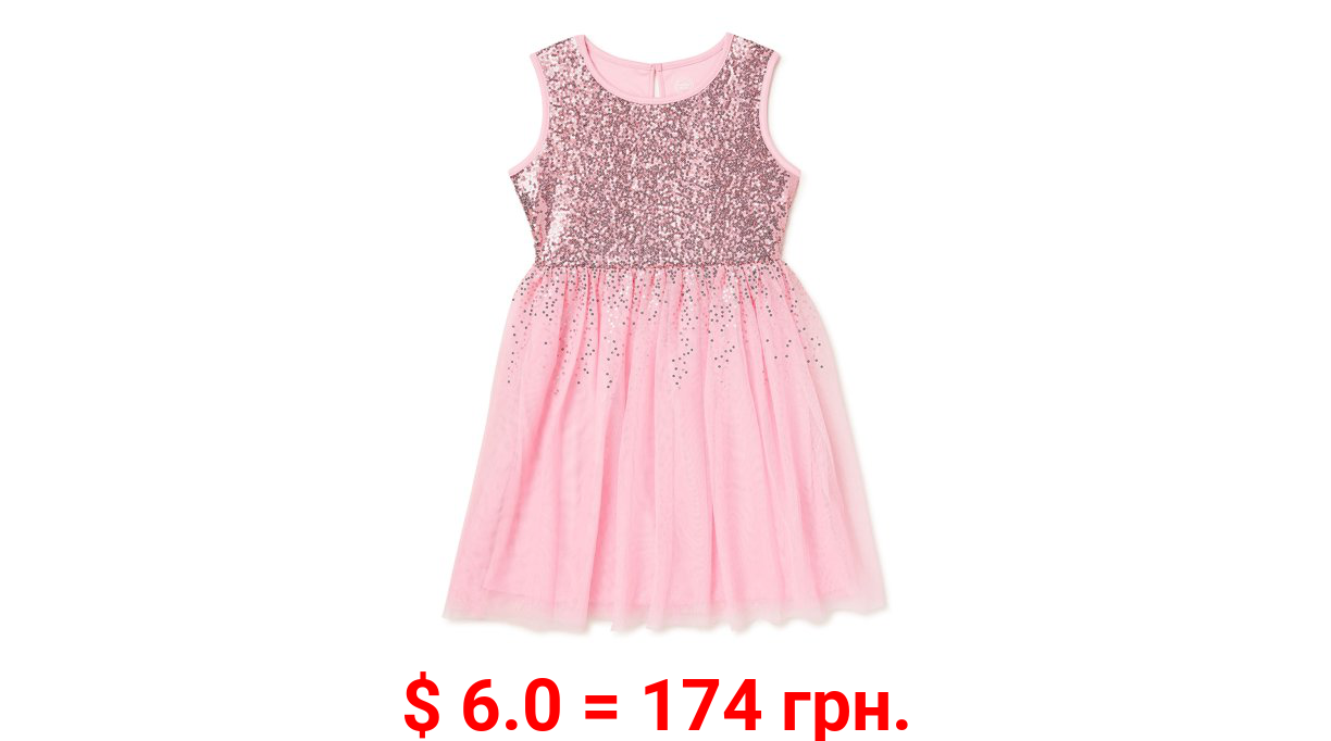 Wonder Nation Girls Sequin Tulle Dress Sizes 4-18 & Plus