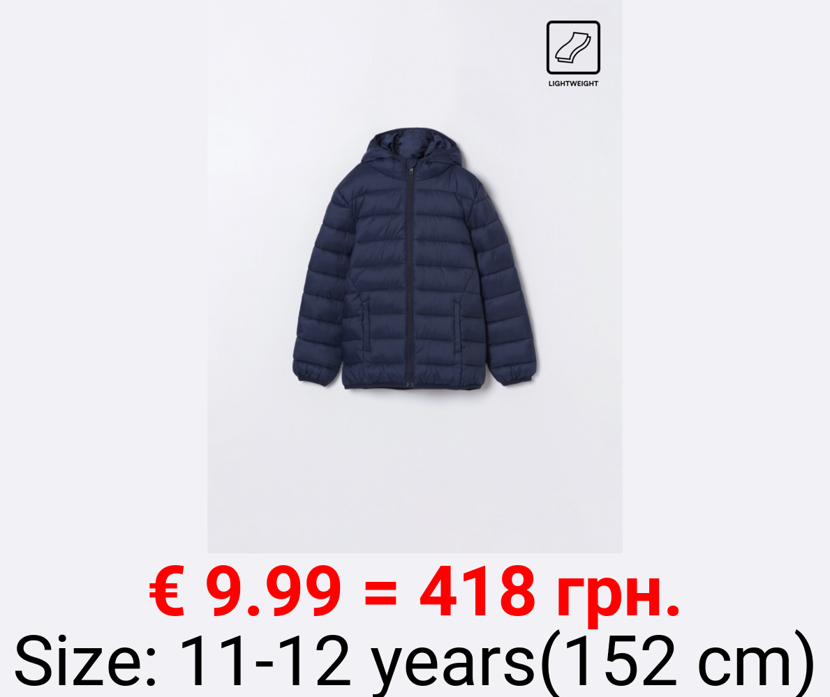 Lightweight hooded puffer jacket