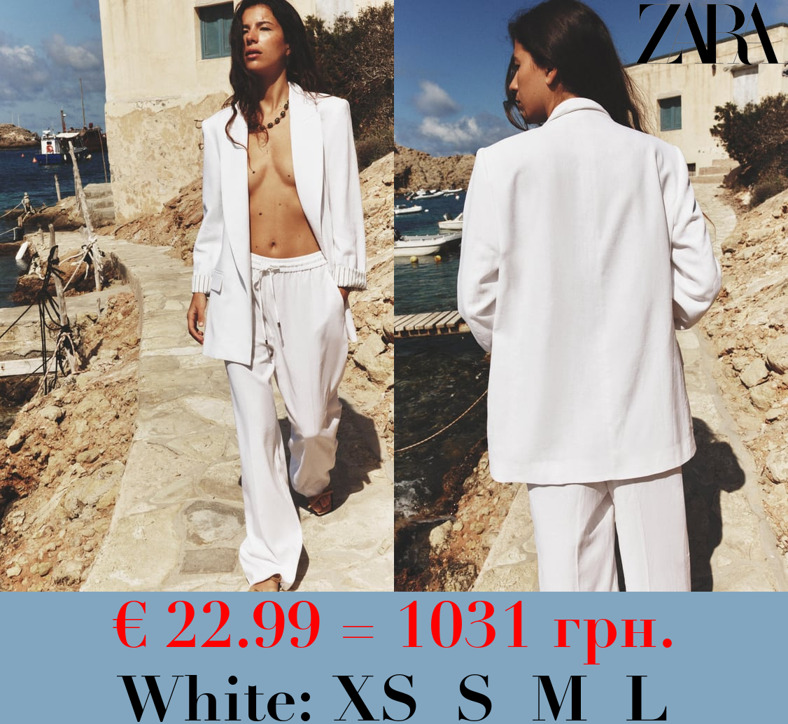 LINEN BLEND OPEN BLAZER