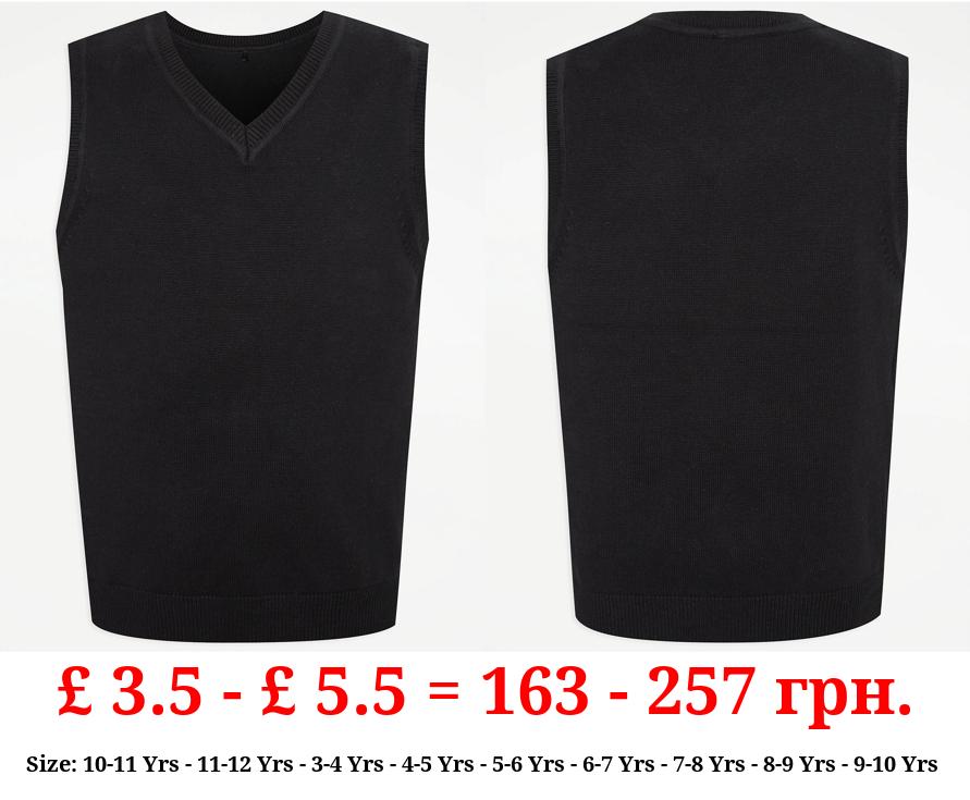 Black V Neck School Tank Top