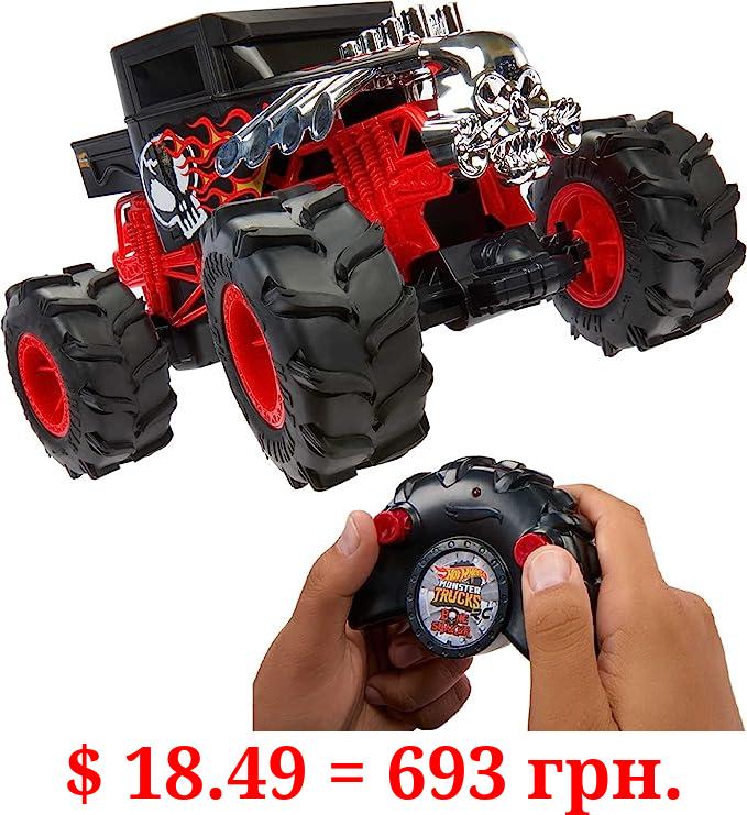 Hot Wheels RC Monster Trucks Bone Shaker in 1:15 Scale, Remote-Control Toy Truck with Terrain Action Tires