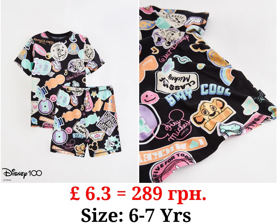Disney 100 Black Sticker Short Pyjamas