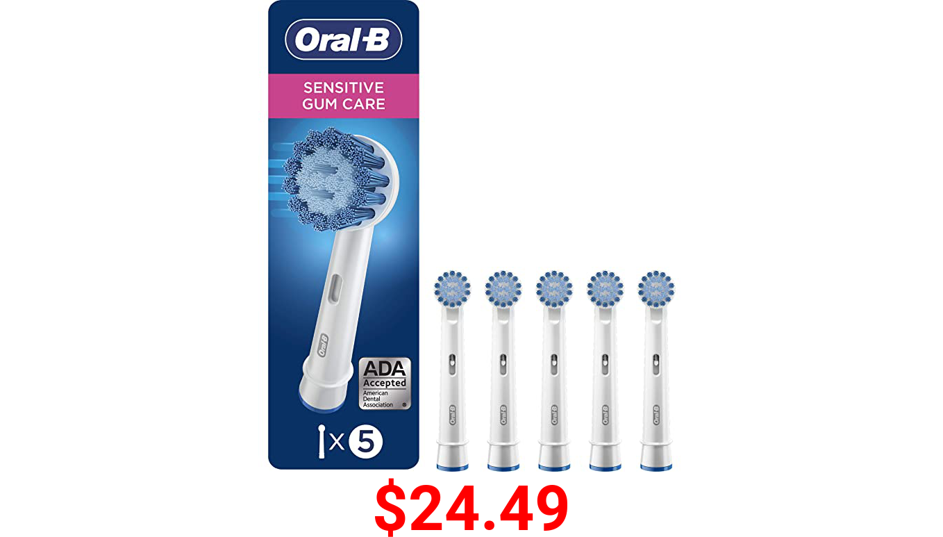 Oral-B Sensitive Replacement Electric Toothbrush Heads, 5 Count, Packaging may Vary