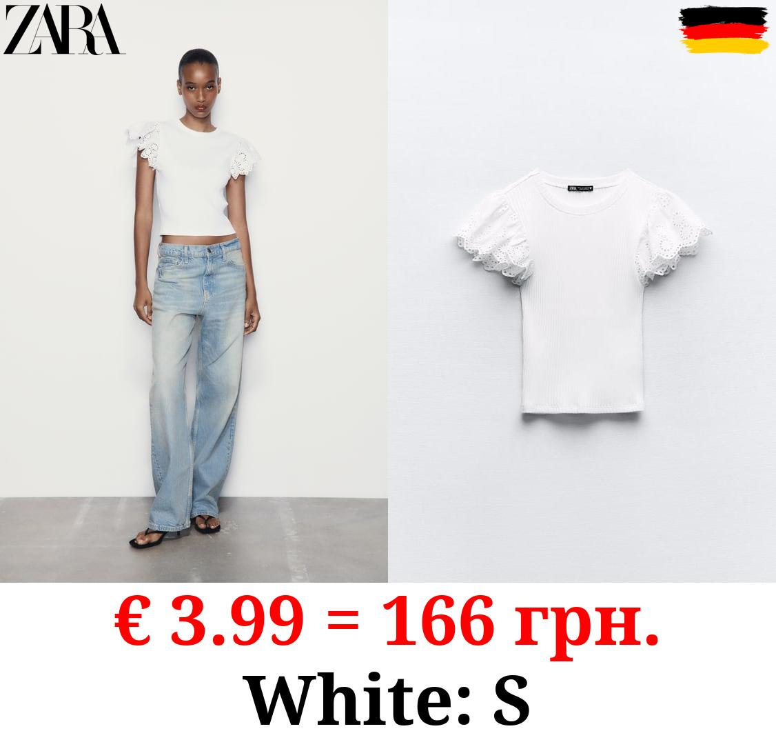 RIBBED TOP WITH CROCHET RUFFLE DETAILS