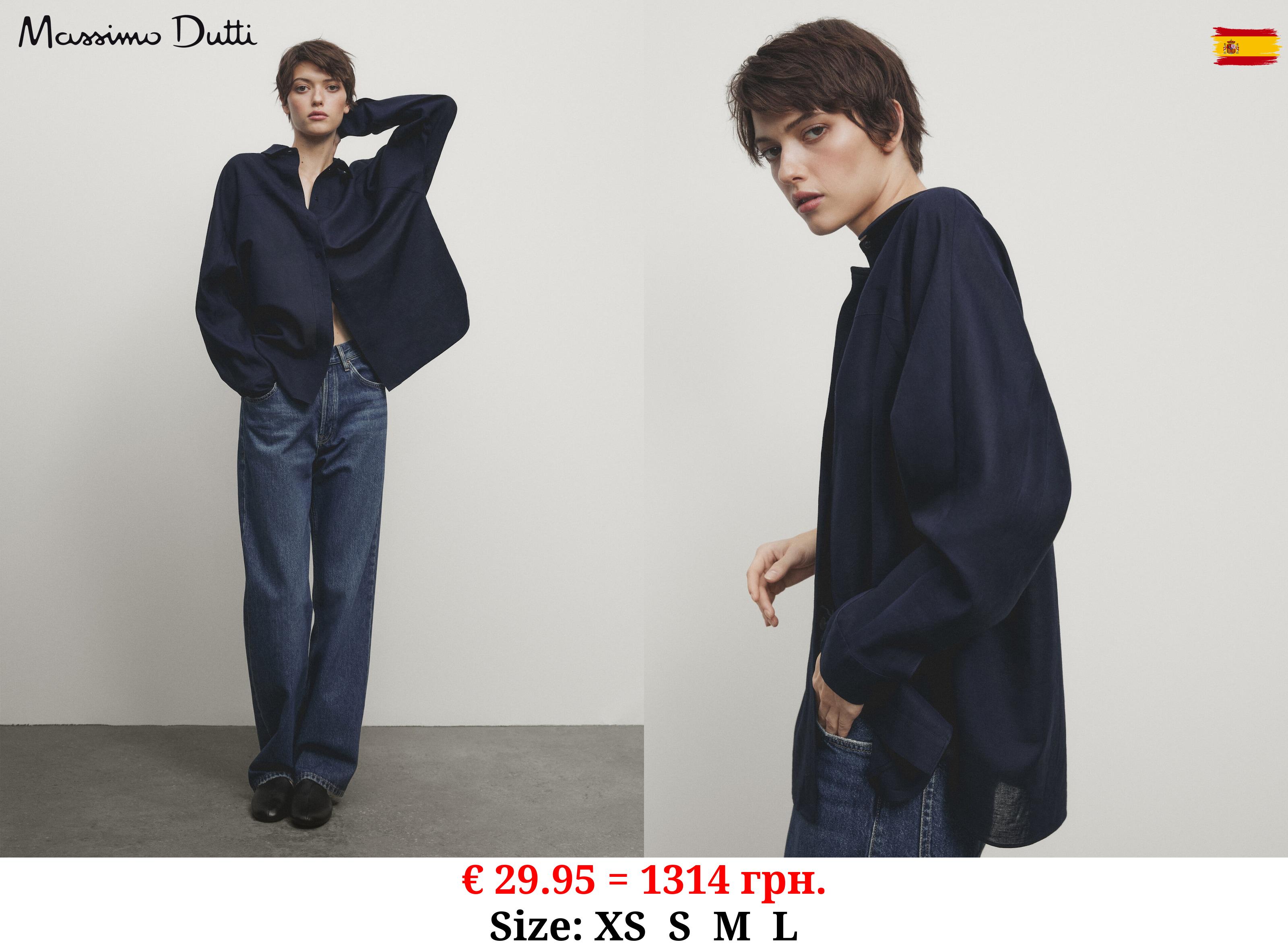 Cotton and linen blend shirt BLUE