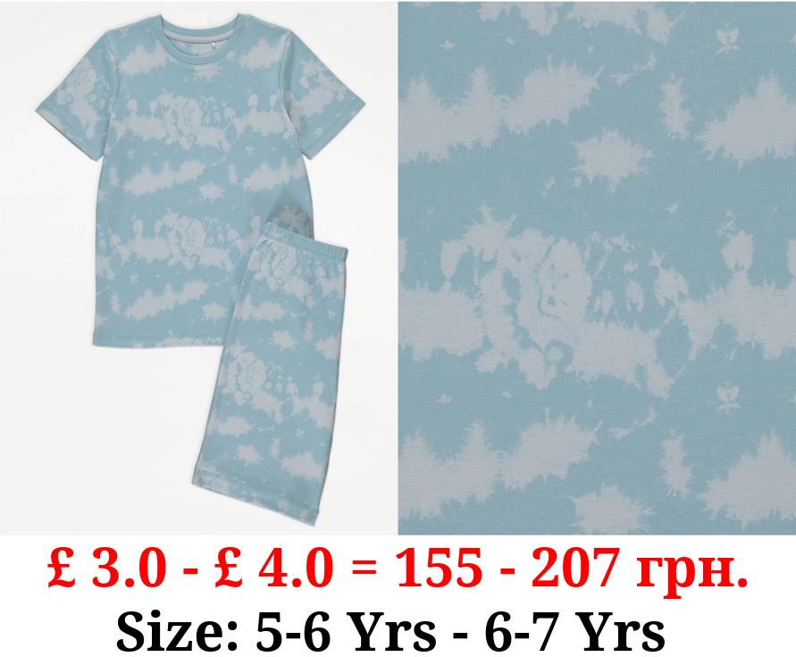 Pale Blue Tie Dye Short Pyjamas