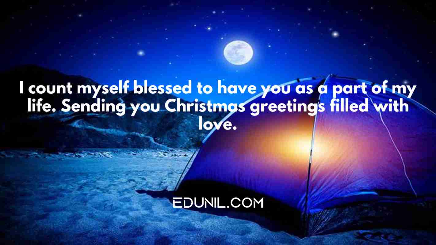 I count myself blessed to have you as a part of my life. Sending you Christmas greetings filled with love. - 
