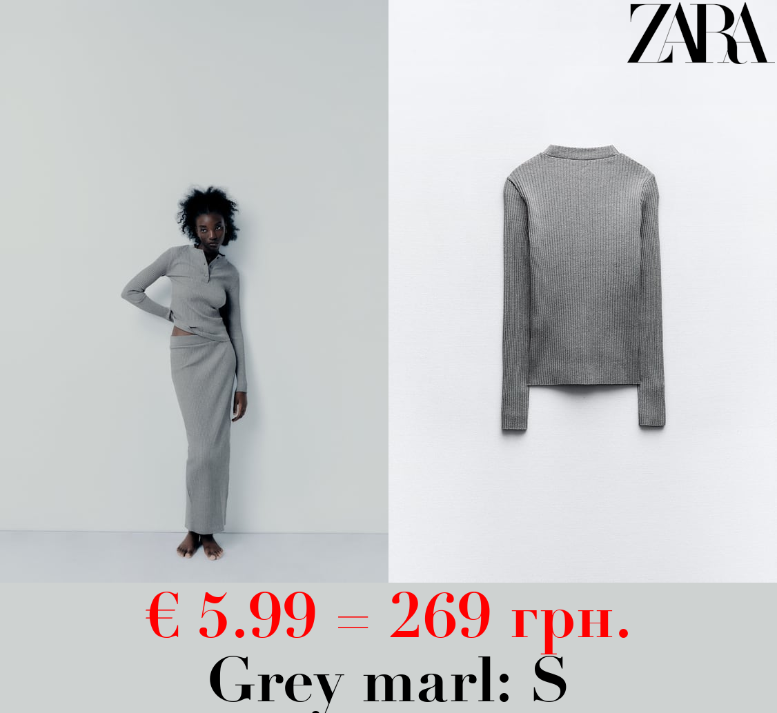 RIBBED T-SHIRT WITH BUTTONS