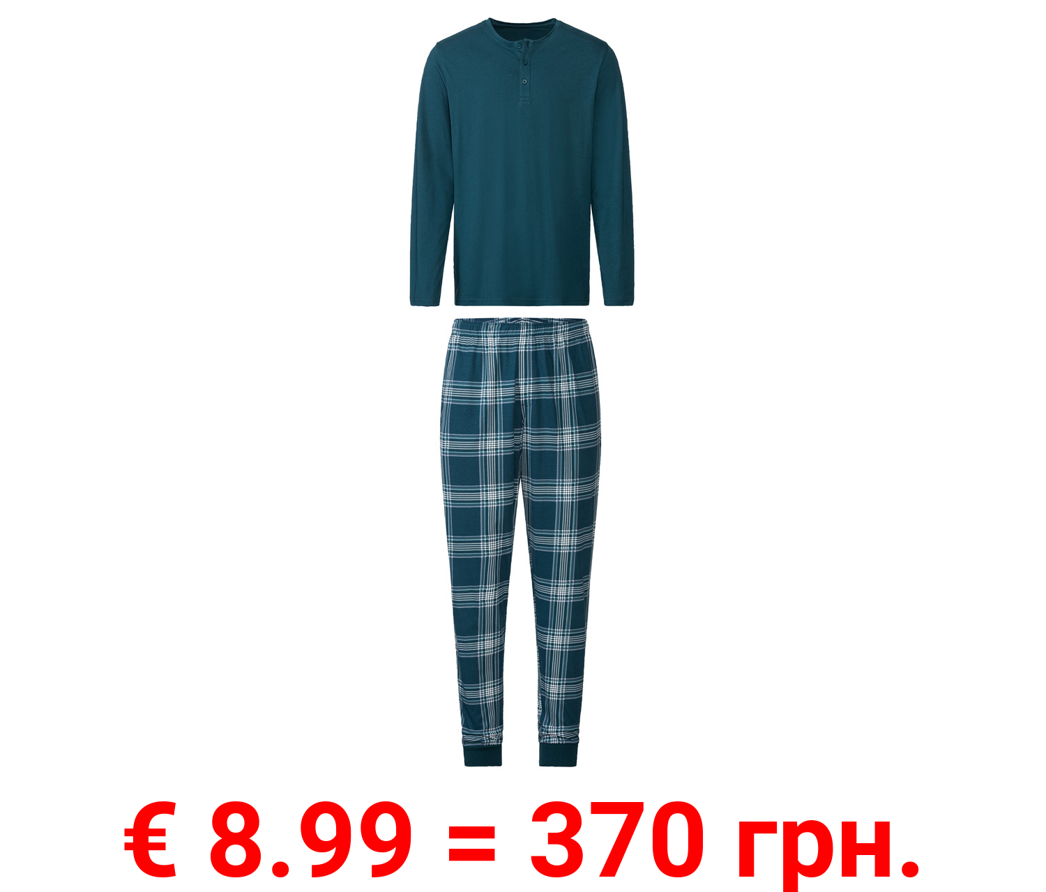 LIVERGY® Herren Pyjama, lang, aus reiner Baumwolle