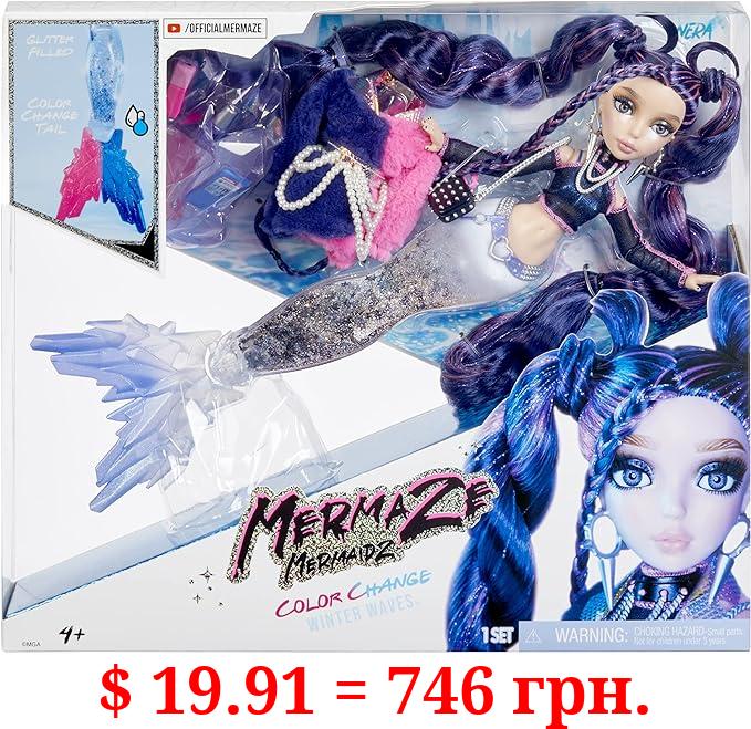 MERMAZE MERMAIDZ™ Winter Waves Nera™ Mermaid Fashion Doll with Color Change Fin, Glitter-Filled Tail and Accessories