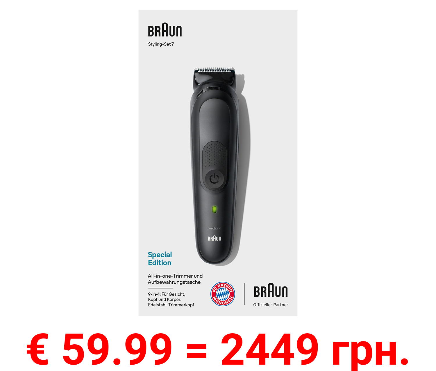 BRAUN MGK7, 9-in-1 Barttrimmer und Haarschneider für Herren, Design Edition