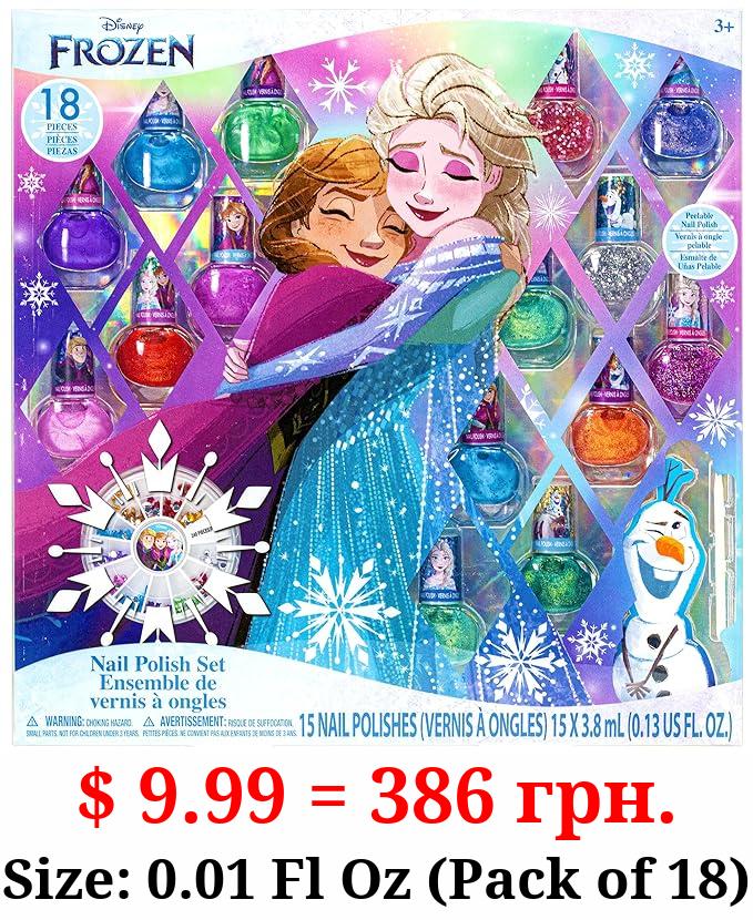 Townley Girl Disney Frozen Non-Toxic Peel-Off Nail Polish Set with Shimmery and Opaque Colors with Nail Gems for Girls Ages 3+, Perfect for Parties, Sleepovers and Makeovers, 18 Pc Set