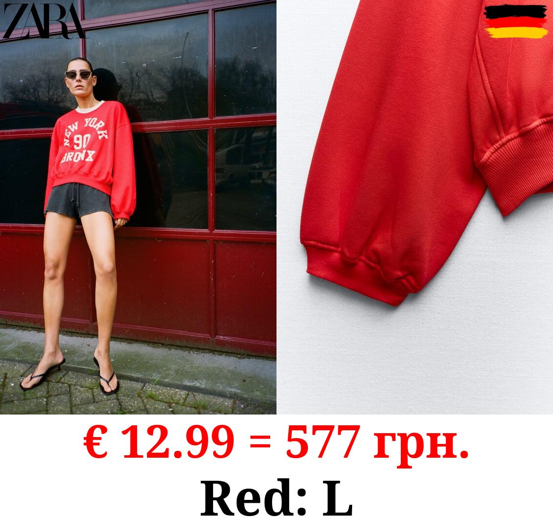 SLOGAN SWEATSHIRT WITH RIBBED NECK