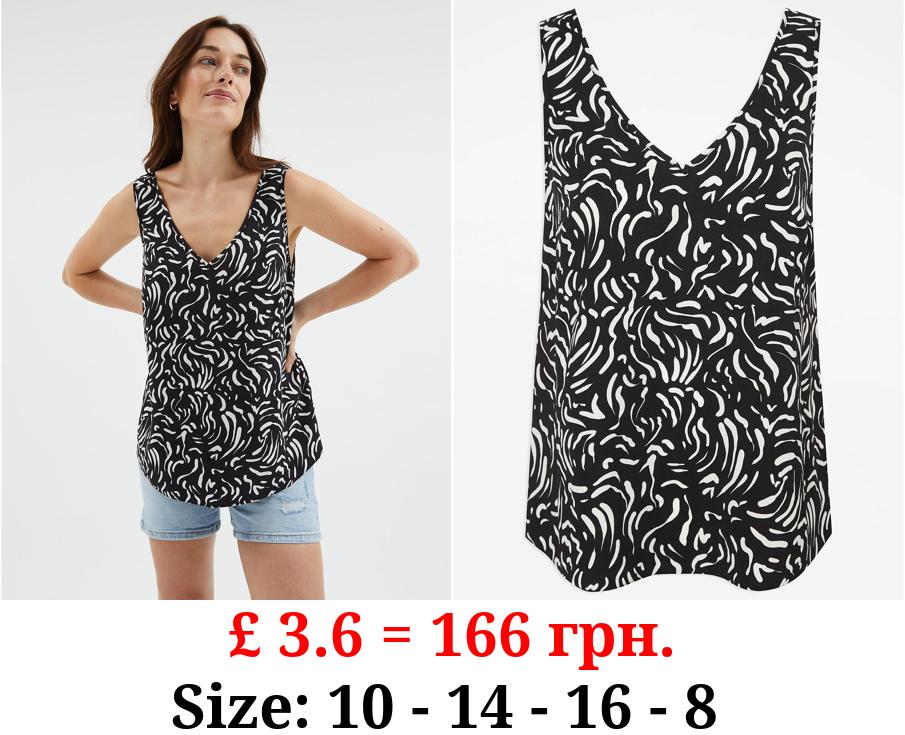 Black Printed Sleeveless Blouse