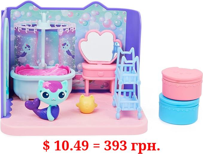 Gabby's Dollhouse, Primp and Pamper Bathroom with Mercat Figure, 3 Accessories, 3 Furniture and 2 Deliveries, Kids Toys for Ages 3 and up
