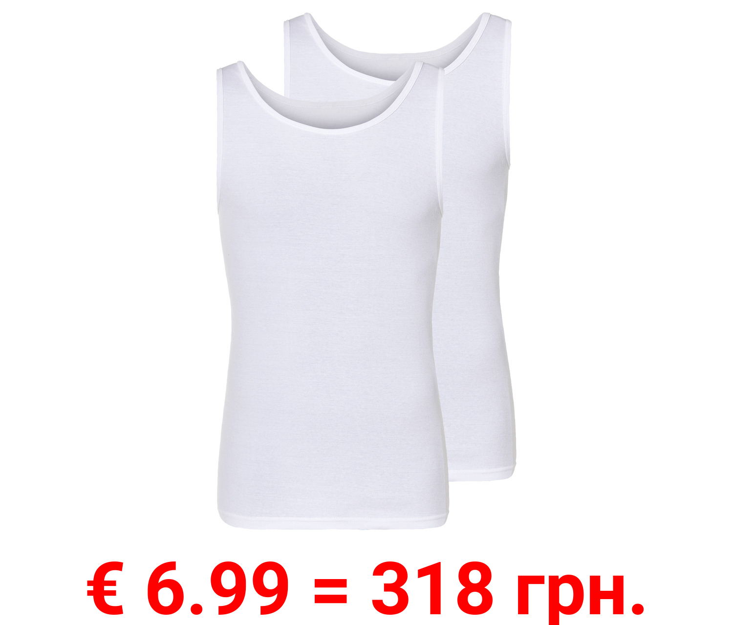 LIVERGY® Herren Achselhemden, 2 Stück, Feinripp-Qualität