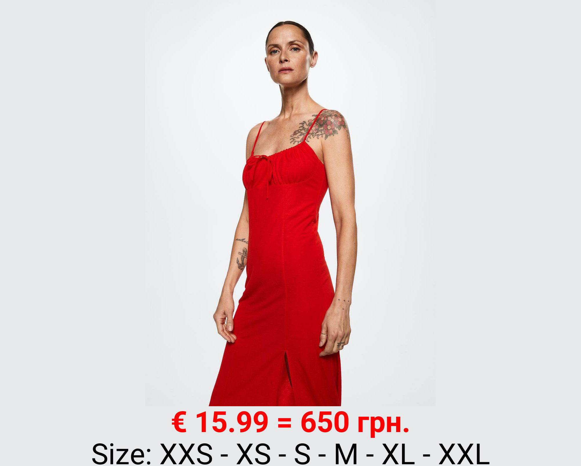 Vestido fruncido abertura