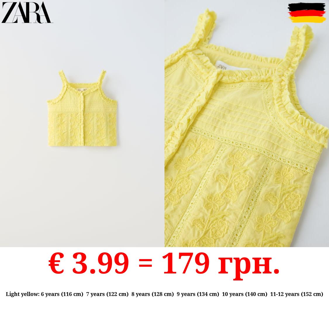 EMBROIDERED TOP WITH RUFFLES