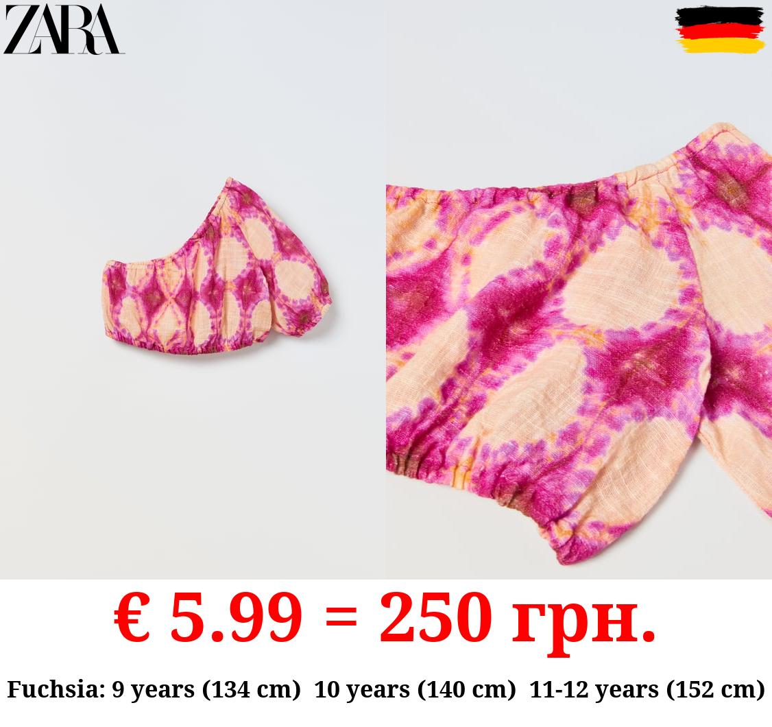 TEXTURED ASYMMETRIC TOP WITH PRINT