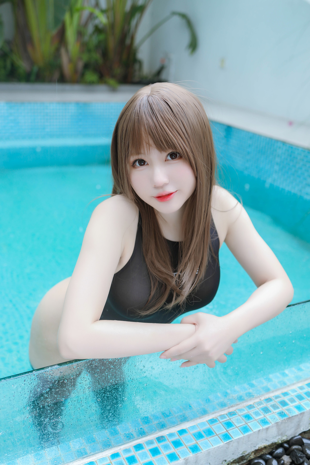 Cosplay Nyako喵子 黑色透明竞泳 Set.01 33
