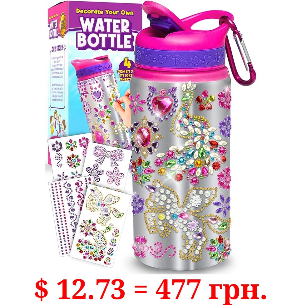 Purple Ladybug Decorate Your Own Water Bottle for Girls Age 6-8 - Arts and Crafts Kit for Girls Ages 8-12, 7-10