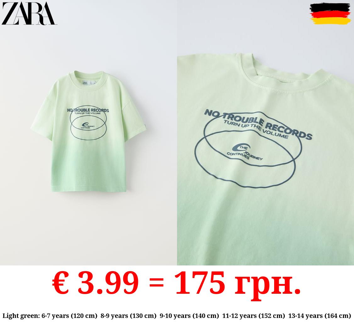 DIP-DYE T-SHIRT WITH SLOGAN