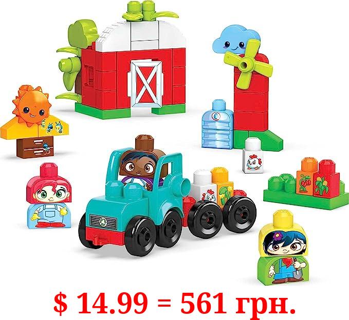 MEGA BLOKS Fisher Price Toddler Building Blocks, Green Town Sort & Recycle Squad with 51 Pieces, 3 Figures, Toy Gift Ideas for Kids