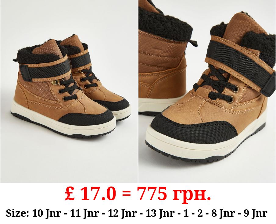 Tan Borg Lined High Top Boots