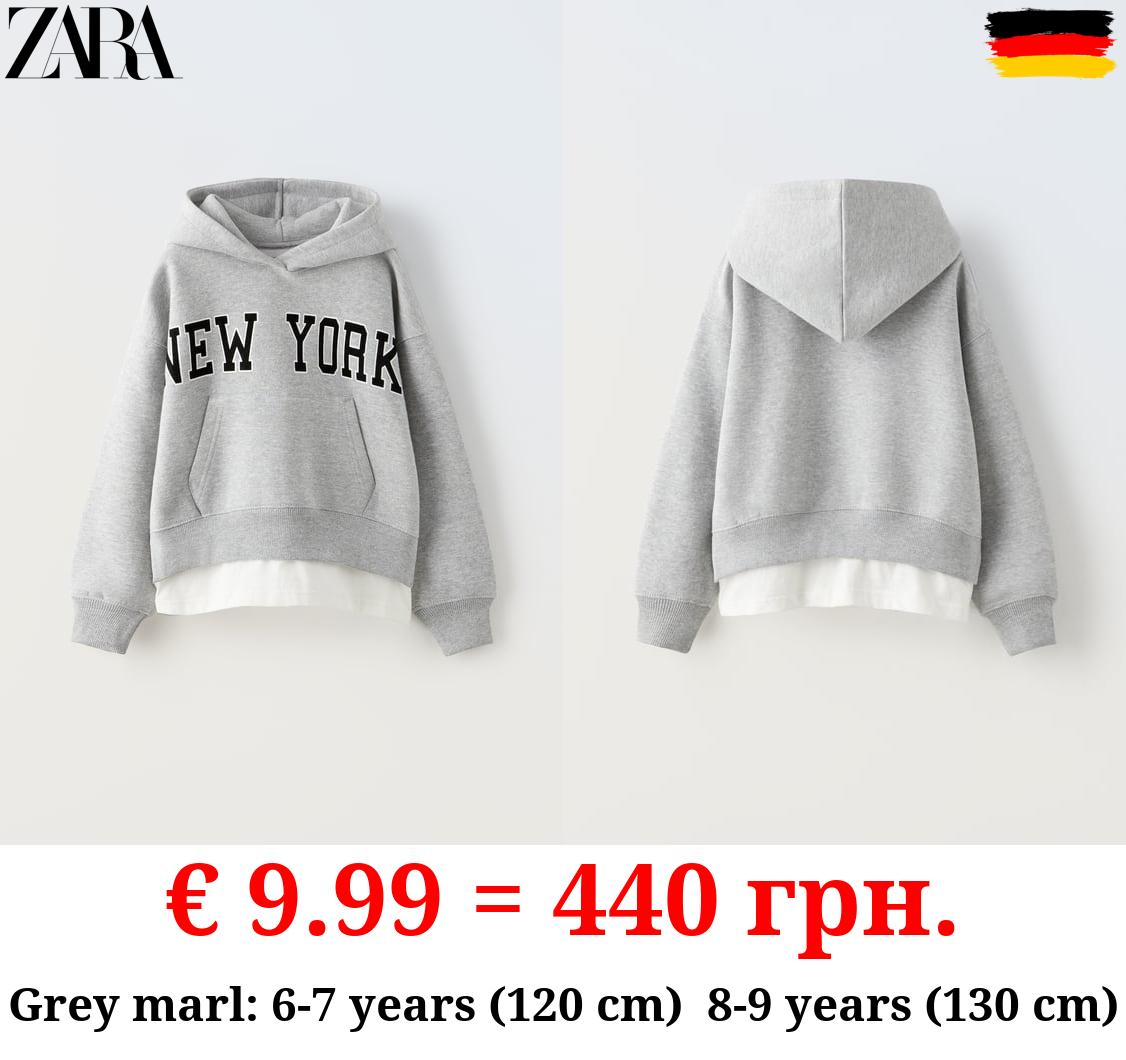 FLOCKED CONTRAST SLOGAN HOODIE