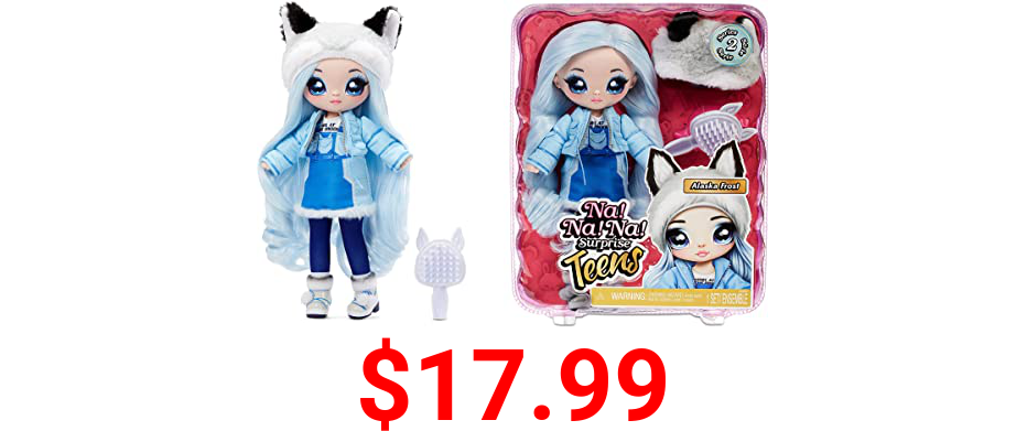 Na! Na! Na! Surprise Teens 11" Fashion Doll Alaska Frost, Soft, Poseable, Blue Hair, Adorable Animal-Inspired Wolf Hat Outfit & Accessories, Gift for Kids, Toy for Girls & Boys Ages 5 6 7 8+ Years