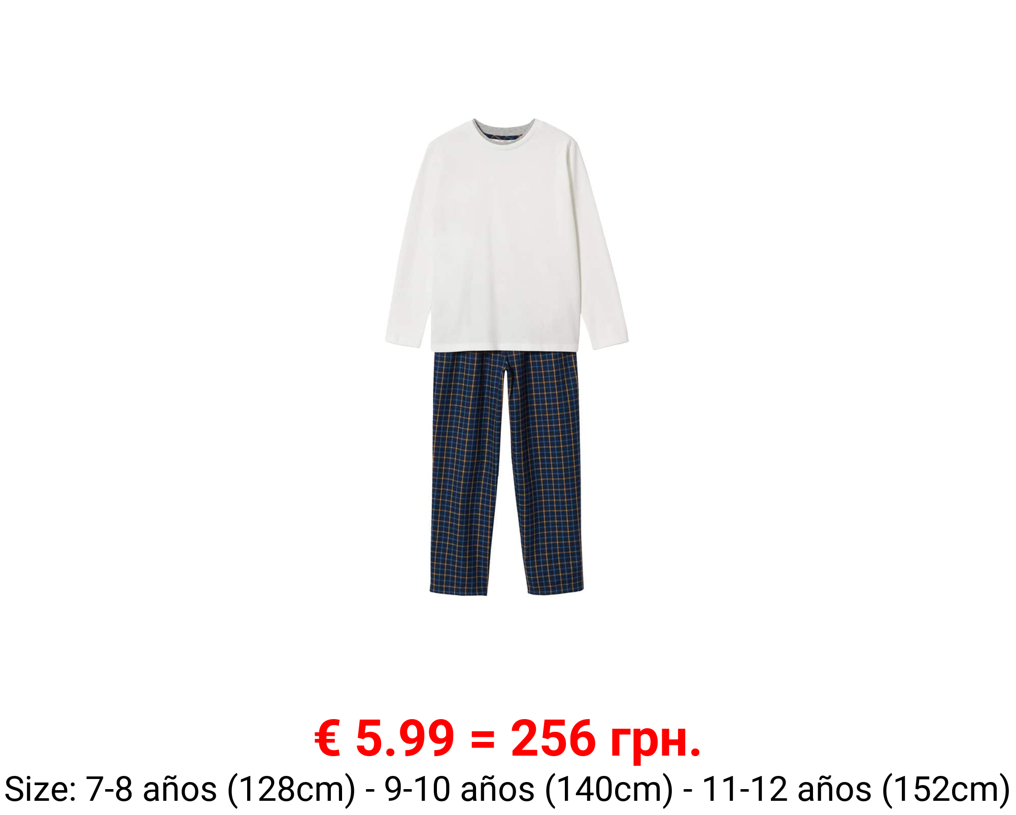 Pijama dos piezas largo cuadros