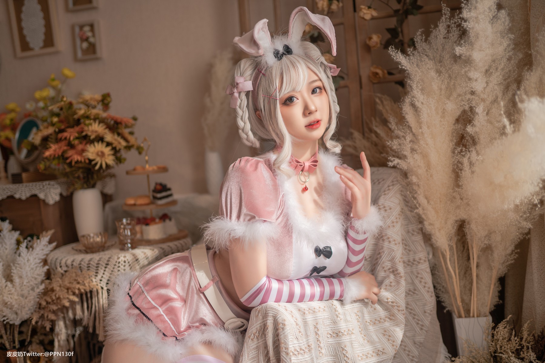 Cosplay 皮皮奶可可爱了啦 粉色兔兔 10