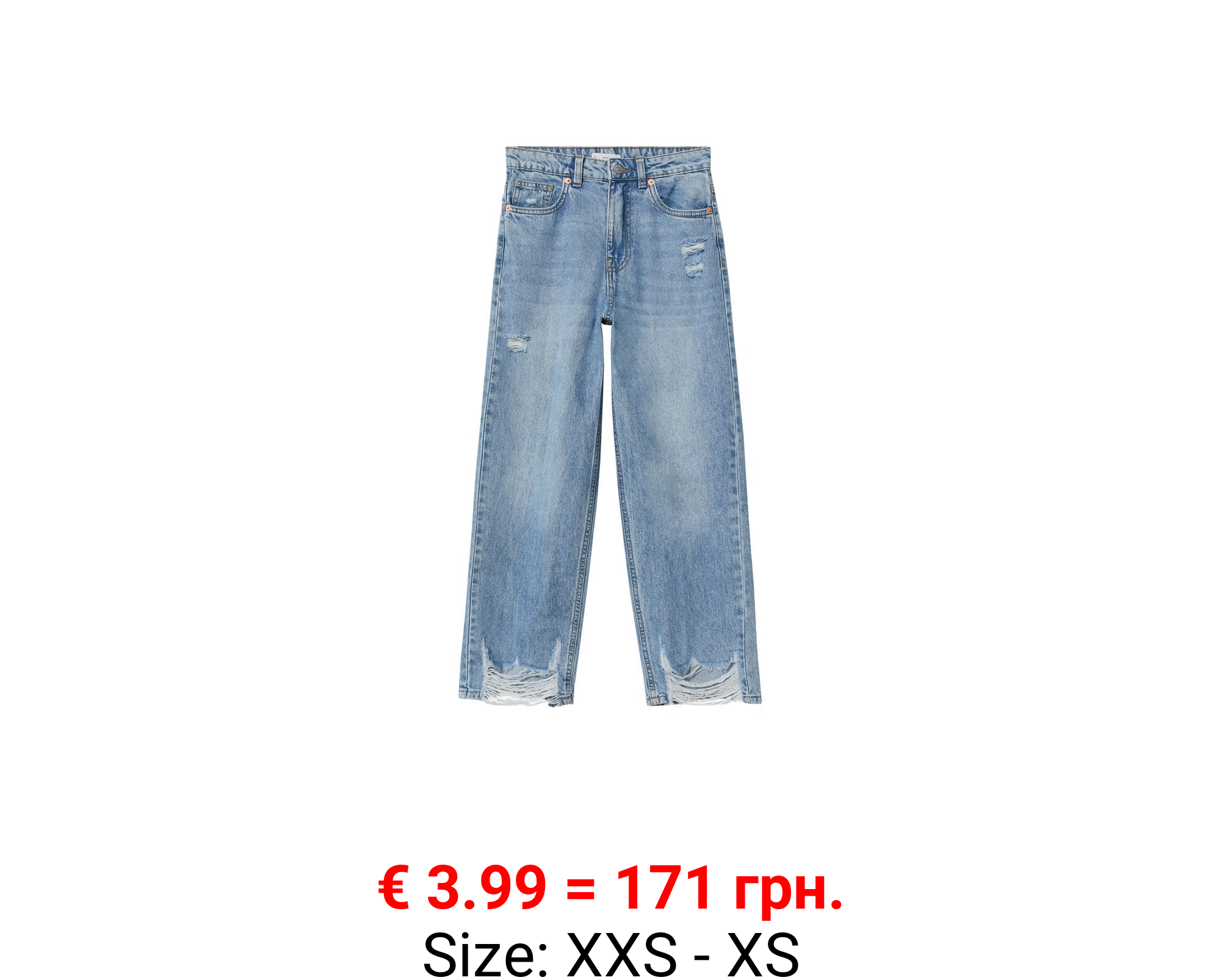 Jeans rectos bajo deshilachado