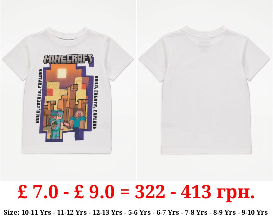 Minecraft White Graphic T-Shirt
