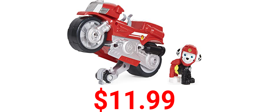 Paw Patrol, Moto Pups Marshall’s Deluxe Pull Back Motorcycle Vehicle with Wheelie Feature and Toy Figure